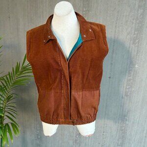 Gloria Vanderbilt for Murjani Vintage 70s Copper Corduroy Vest Size Small